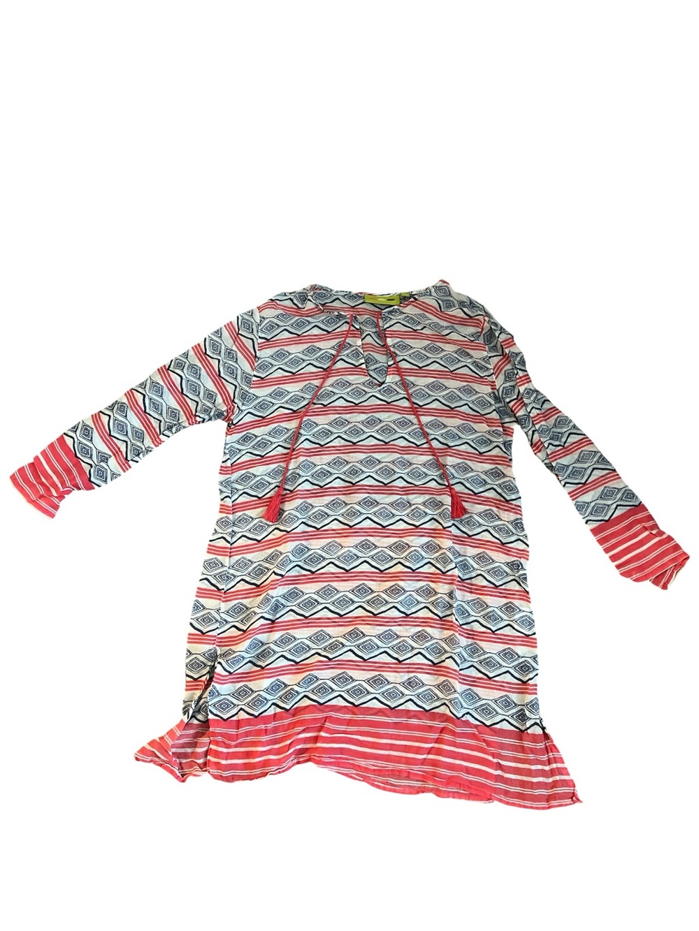 Rock Flower Paper Striped Geo Print Women’s Swim Coverup - Coral & Navy Large